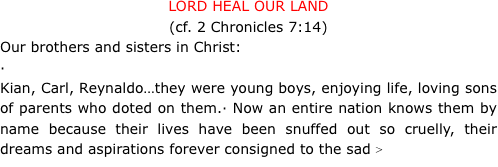 LORD HEAL OUR LAND